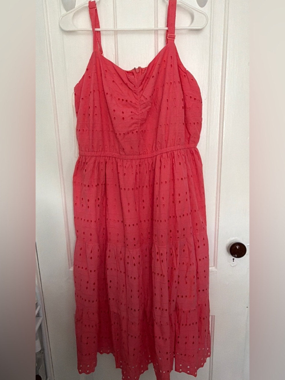 Lane Bryant Bright Pink Eyelet Tiered Sundress
